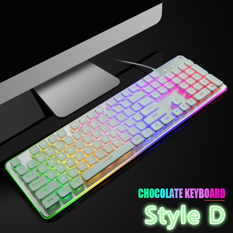 Игровая USB-клавиатура со светодиодной подсветкой, 104 клавиши, эргономичная клавиатура с подставкой для запястья, для ПК с ОС Windows, настольного компьютера и ноутбука