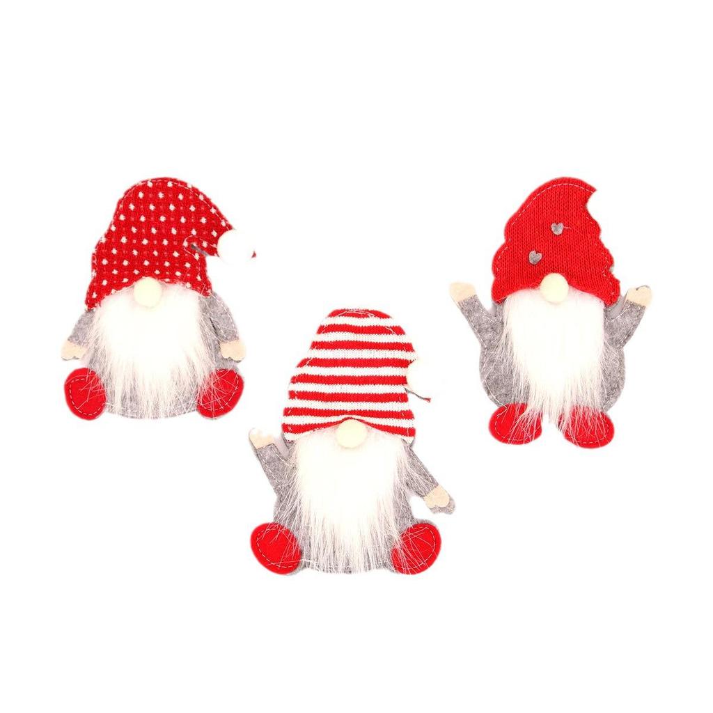 Rudolph Christmas Gnome Cutlery Set: No-Face Old Man Knife & Fork with Bag