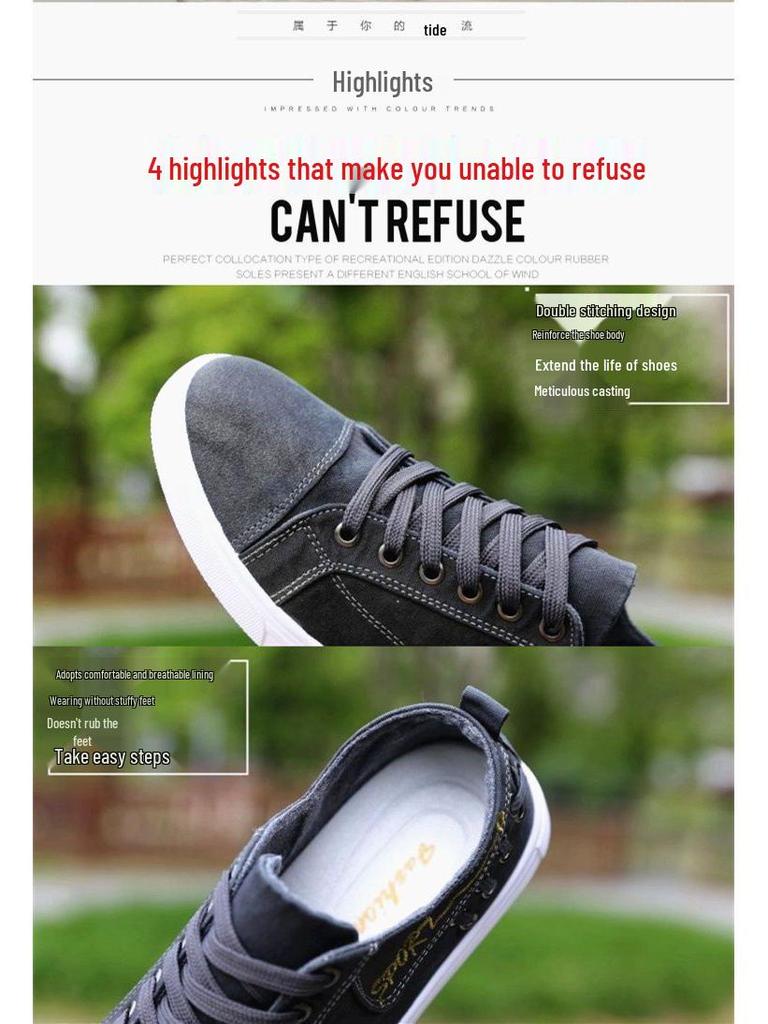 Men's Retro High-Top Canvas Shoes - Velvet-Lined, Warm, Casual, Trendy, Denim-Style for Autumn and Winter