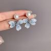 Gradient Crystal Flower Pearl Earrings 2024 New Elegant Fashionable and Versatile Style Earrings