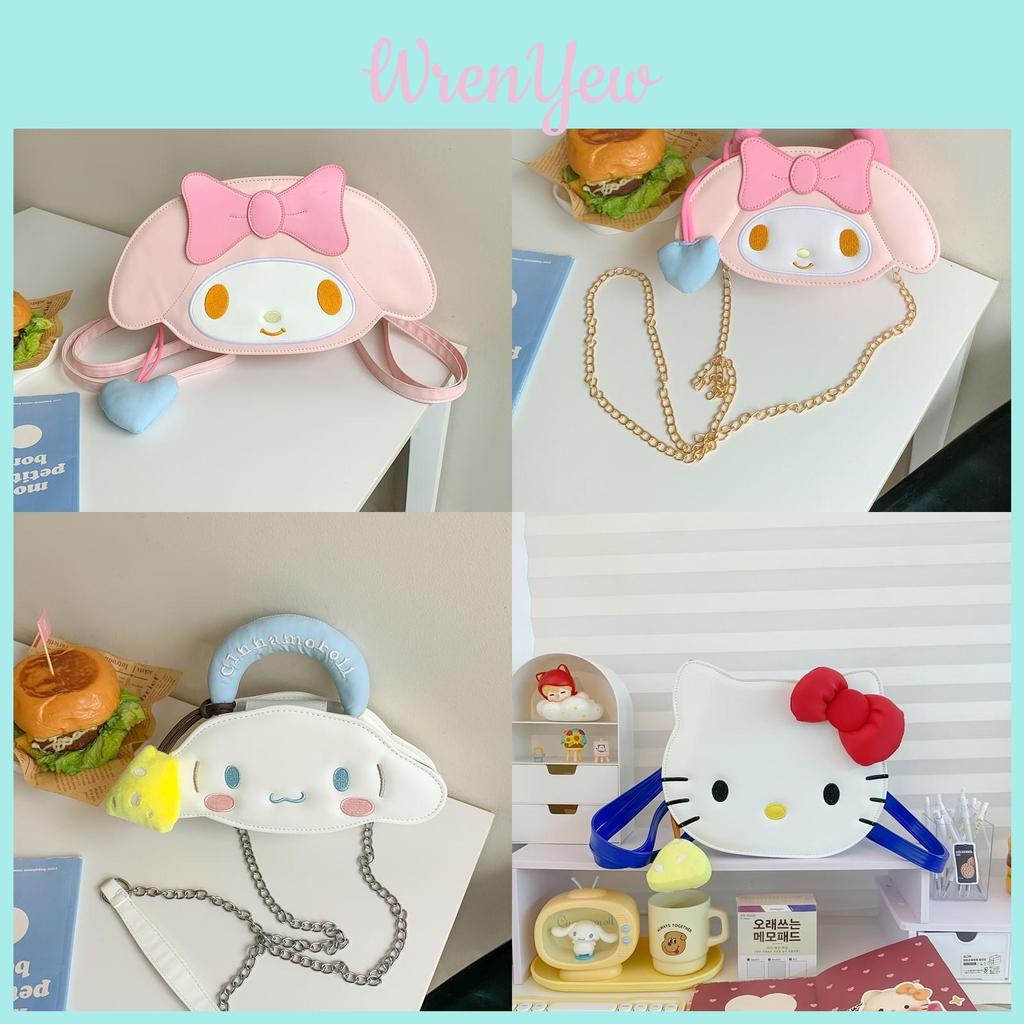 Мини-сумка через плечо с цепочкой для девочек, мультяшный пес Melody Cinnamoroll Hello Kitty, для повседневного использования