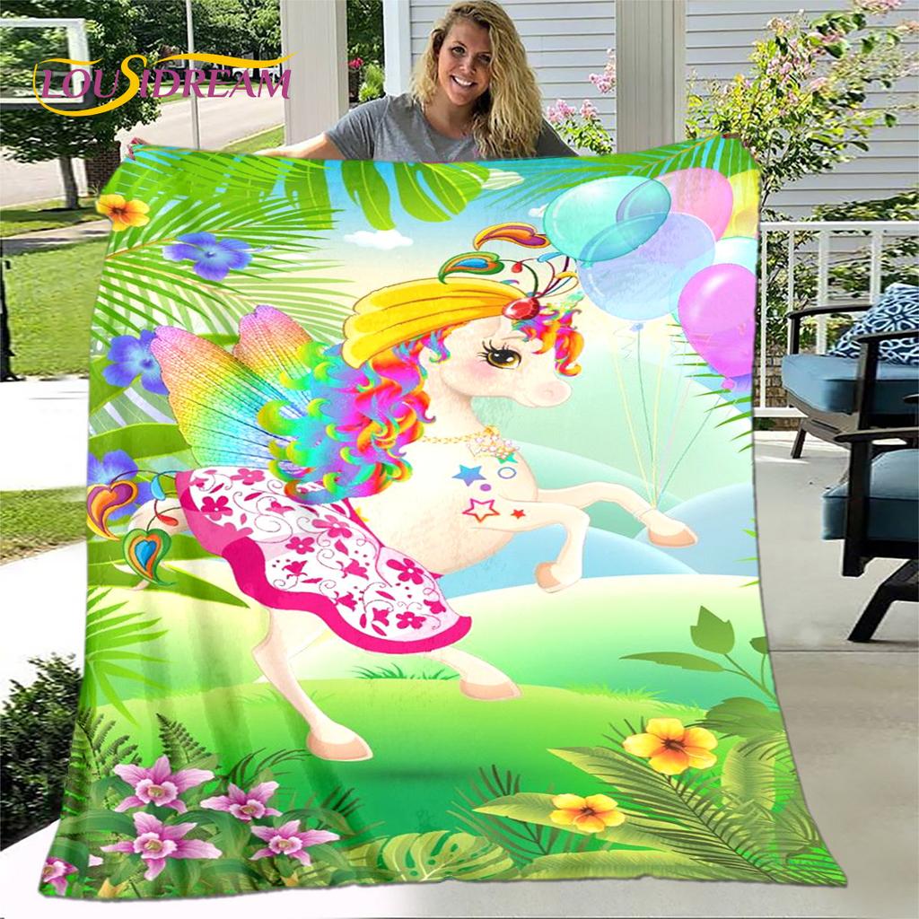 Cartoon Cute Unicorn Blanket,Flannel Blanket Throw Blanket,Children's Warm Blanket for Living Room Bedroom Beds Sofa Travel Gift