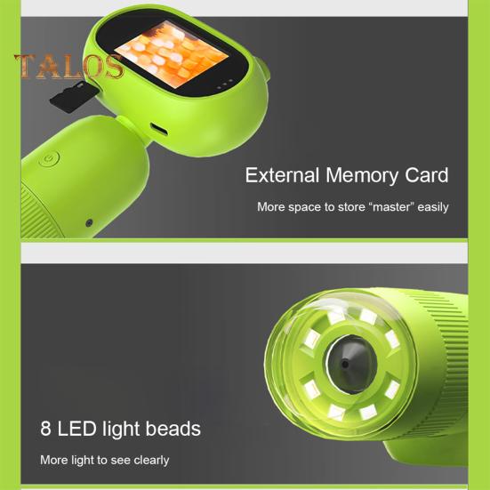 Детский микроскоп лабораторный цифровой микроскоп с подсветкой 2,0-дюймовый IPS-дисплей 200 мегапикселей биологическое насекомое монета лупа игрушечный микроскоп