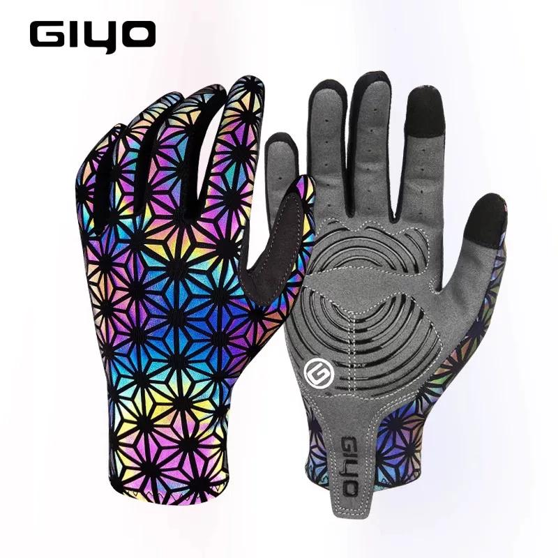 Giyo Windproof Autumn and Winter Warm Road and Mountain Bike Fleece Long Finger Gloves for Men and Women Outdoor Cycling Gear