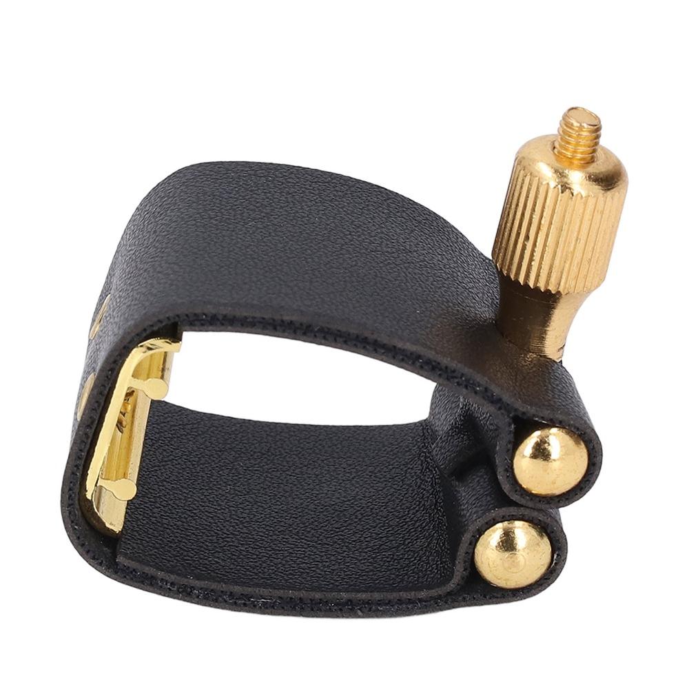Leather And Metal Sax Mouthpiece Ligature Black Color Alto Sax Ligature For Alto Saxophone
