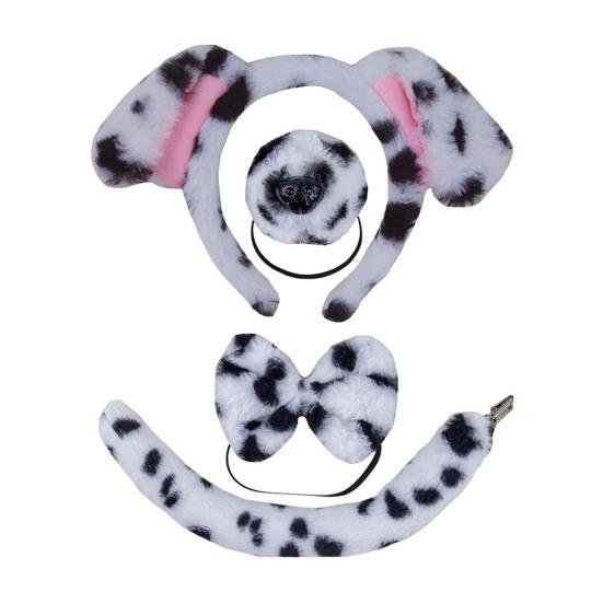 2/3/4 шт./компл., набор из собачьих ушей и колец для волос для взрослых и детей, плюшевый хлопковый наполнитель, нос, хвост, галстук-бабочка для косплея, рождественский подарок на вечеринку в честь Хэллоуина