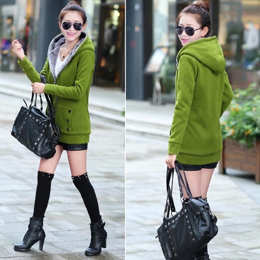 Женская мода повседневная утолщенная теплая толстовка с капюшоном, твердое пальто, верхняя одежда, куртка