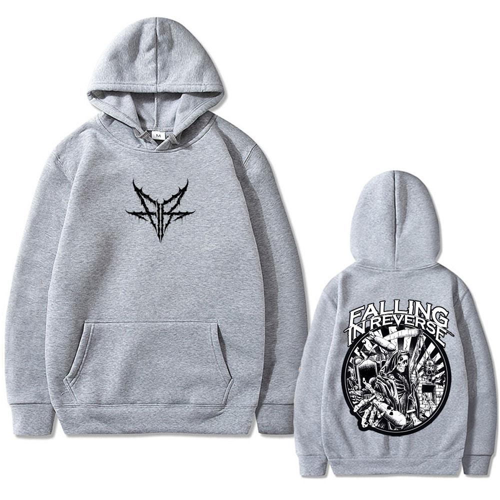 Худи с графикой скелета Rock Band Falling in Reverse для мужчин и женщин, ретро готический панк свитшот, мужская мода, оверсайз уличная одежда
