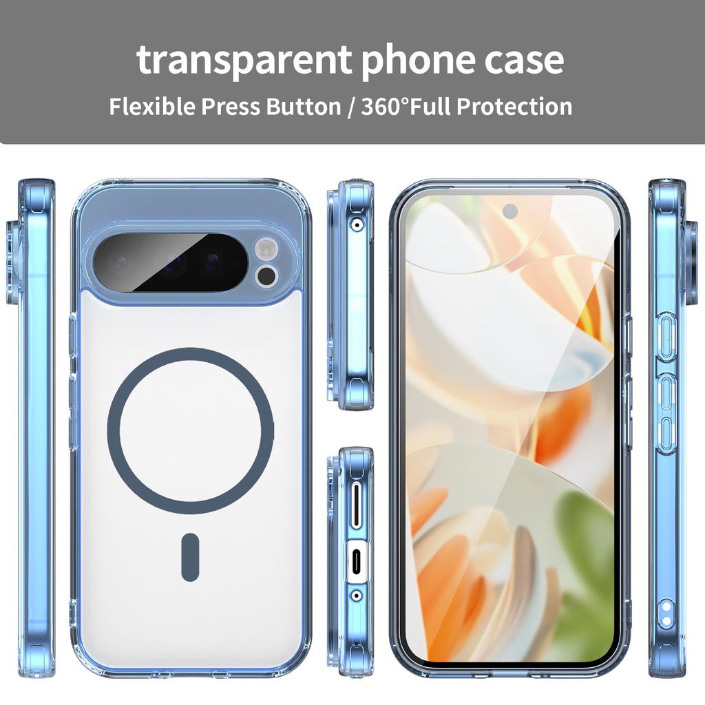 For Google Pixel 9 Pro XL Phone Case, Magnetic Shockproof Transparent Cover for Google Pixel 9 Pro XL