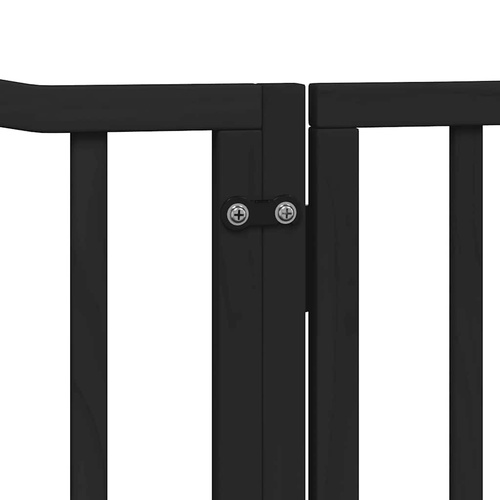 6 Piece Foldable Black Dog Gate 480 cm Poplar Wood