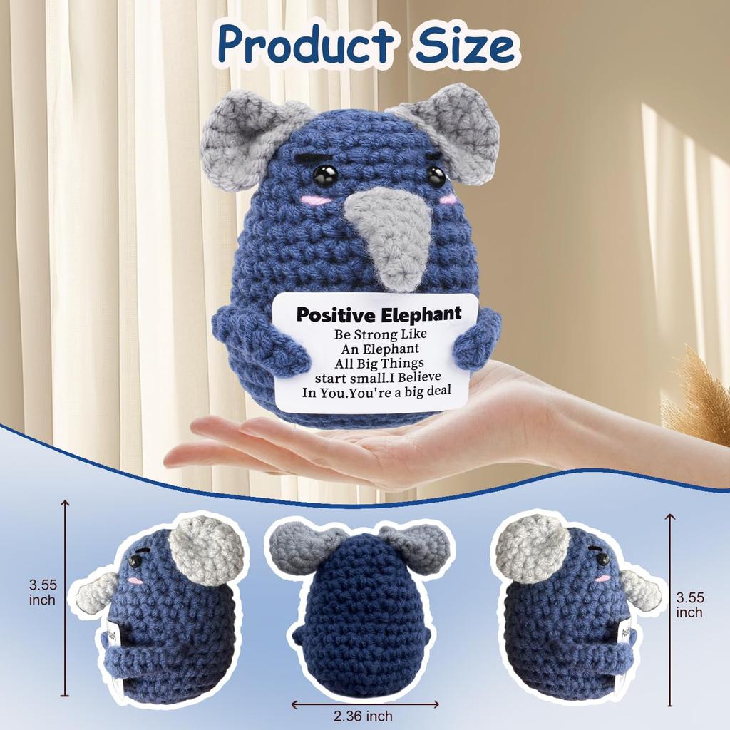 Mini Positive Potato Funny Avocado Duck Cute Knitted Crochet Doll with Card for Women Men Mom Dad Friend Birthday Cheer Up Gifts