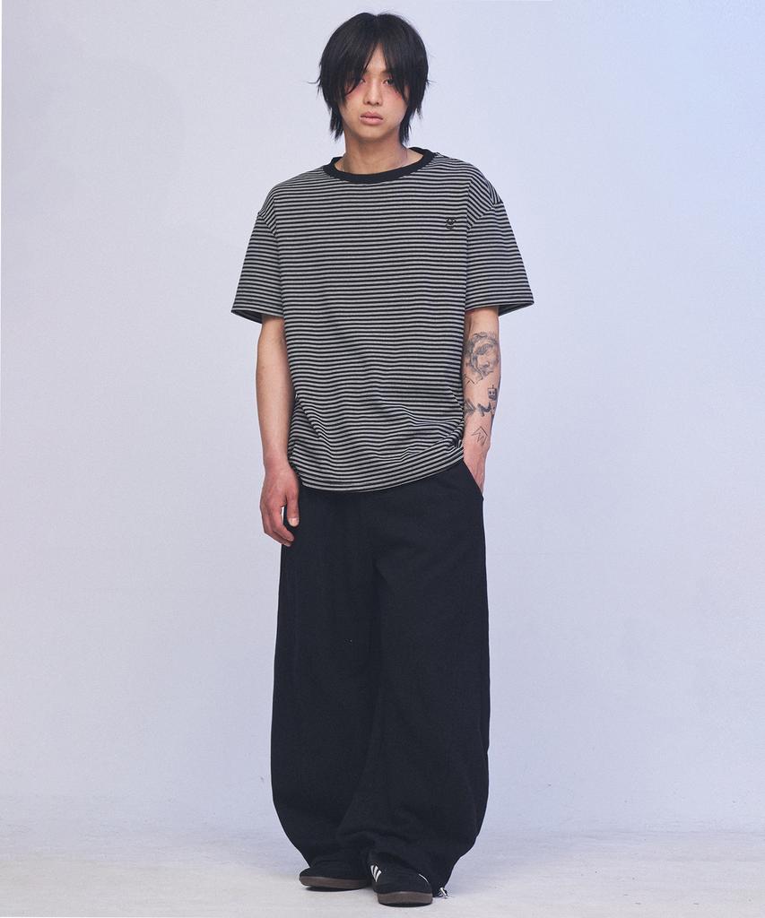 SOMEPLACE MAN Embroidered Detail Curved Wide Cut Sweatshirt String Training Pants _3 Colors