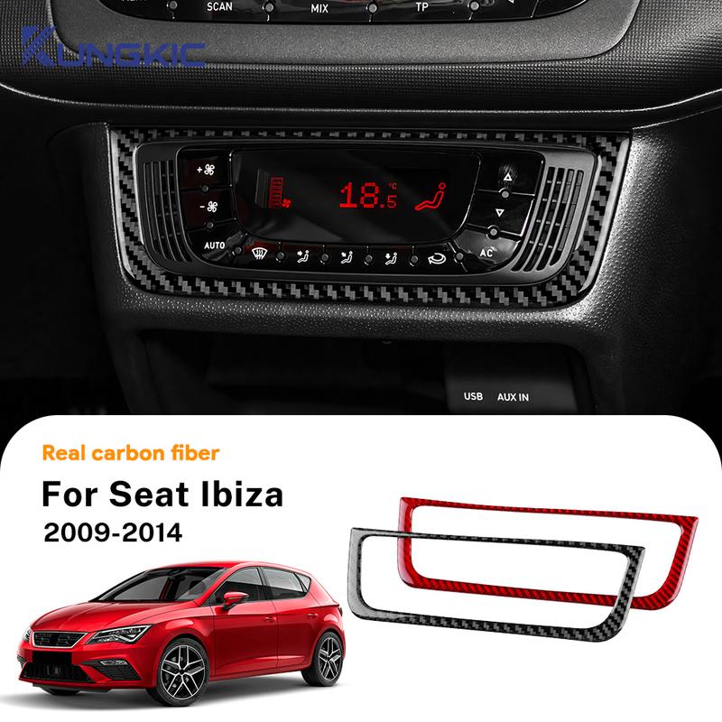 Real Soft Carbon Fiber Sticker LHD RHD Car Central Control AC Frame Panel Trim For Seat Ibiza 2009 2010 2011 2012 2013 2014