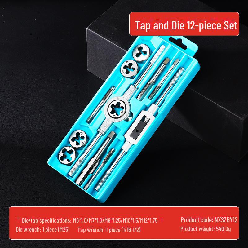 Набор метчиков и плашек из легированной стали промышленного класса, метрический, M3-M12, 8 предметов