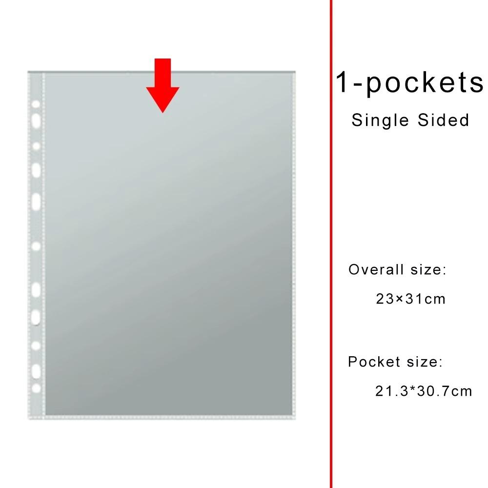 Binder Refill Clear Photo Album Pages A4 11-Hole Card Pages Multi-Pockets Inner Page