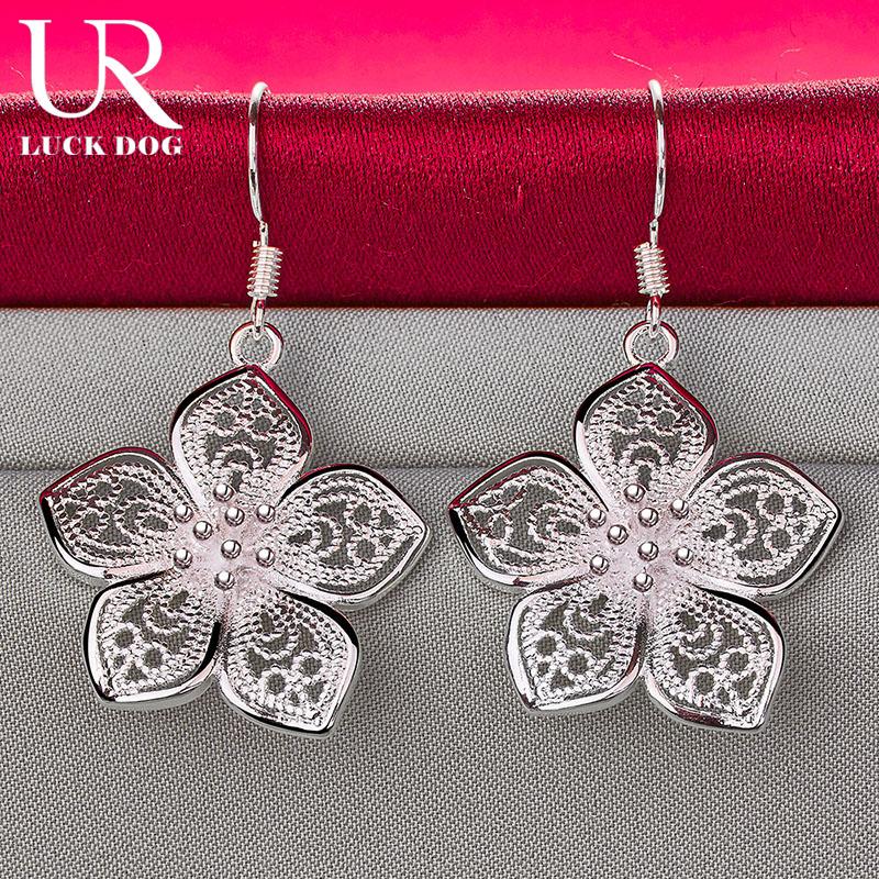 Серьги-подвески в виде цветка и звезды из стерлингового серебра 925 пробы, модные свадебные украшения