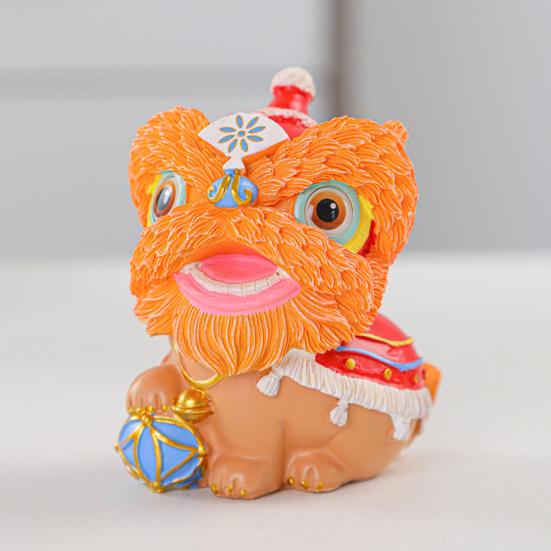 Фигурка льва в китайском стиле, мультяшный лев-хранитель, статуэтка из смолы, украшение для дома и офиса, фэн-шуй, орнамент, праздничный подарок на новоселье