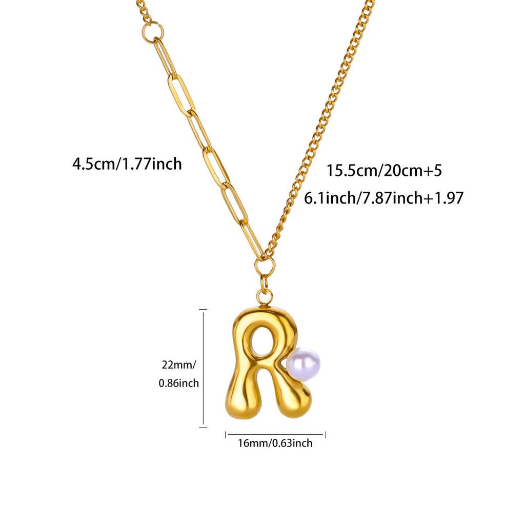 Hot-selling New English Letter Necklace Bubble Font Pendant Gold Pendant Glossy Collarbone Chain