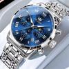 OLEVS Multifunction Men's Watch Stainless Steel Classic Quartz Analog Waterproof Date Luminous Fashion Timepiece