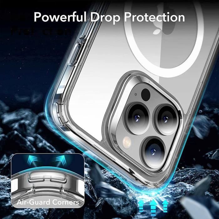 Coque - E.F.CONNECTION - pour iPhone 14 Pro Max - Anneau Magnétique - Transparent - 2 Verres Trempés