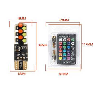Led T10 Rgb Автомобильный габаритный фонарь 12 В Rgbw Cob Светодиодная лампа для чтения с автоматической атмосферной лампой с пультом дистанционного управления