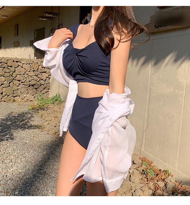 Европейский и американский слитный синий сексуальный купальник - Свободный размер, Новый и в наличии