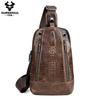 Мужская кожаная нагрудная сумка с крокодиловым принтом, спортивная сумка большой емкости