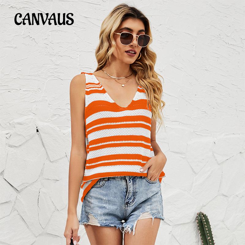 Women's Fashion Striped Knit Shirt Temperament Sexy Color Blocking Small Undershirt Female Vest