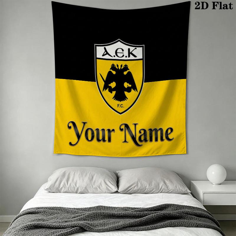 AEK F.C. Custom Name Wall Tapestry Aesthetic Wall Hanging Printed Fabric Blanket Decorative Tapestries for Bedroom Living Room Home Decor