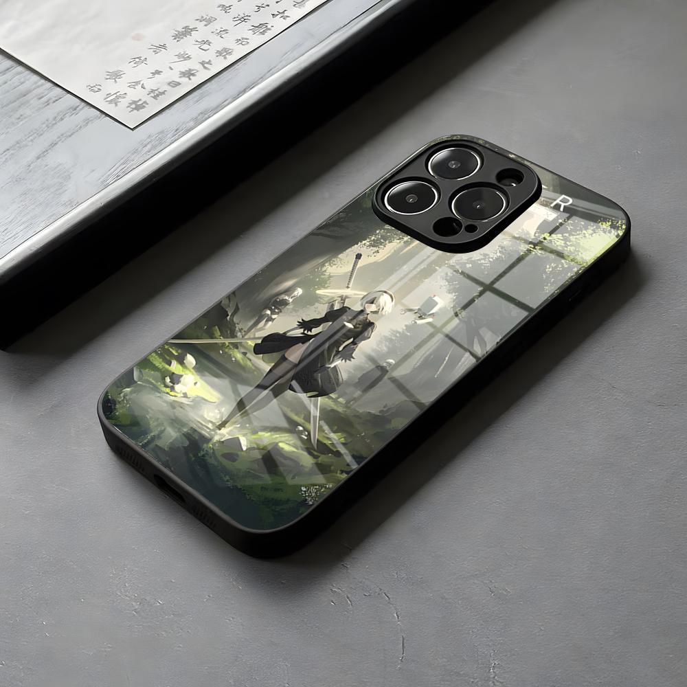 Чехол для телефона NieR A-Automata 2B Печать на заказ Стекло Для IPhone 16 15 14 Pro Max 13 12 Mini 11 X XS XR 8 Plus Для Samsung S 25 24 23