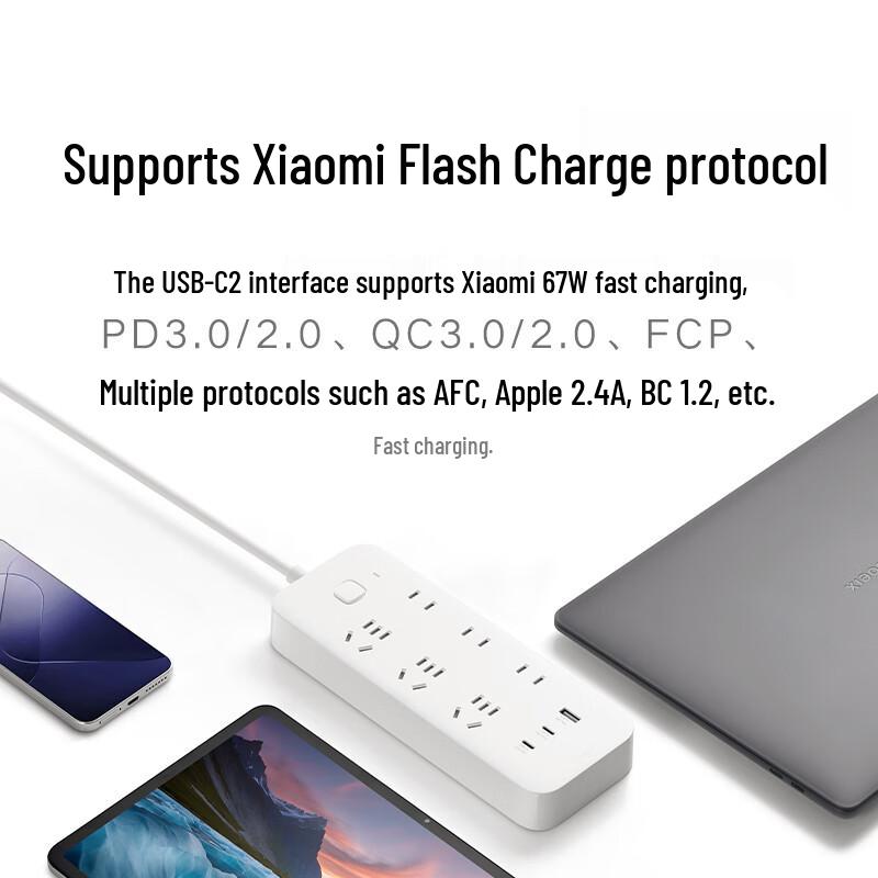 Удлинитель Xiaomi 67 Вт GaN PD с быстрой зарядкой, китайская вилка (адаптер в комплекте)