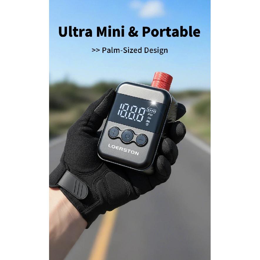 LOERSTON Mini Portable Electric Air Pump Digital Inflator 130PSI MTB Road Bike Accessories For Bike Schrader Presta Tires