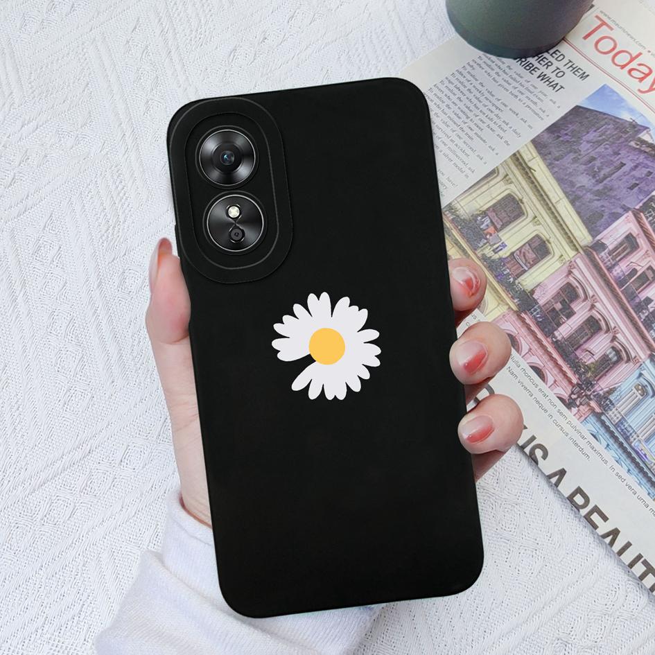 Для OPPO A52 A35 A17 A17K A16 A15 A15S чехол красивый квадратный жидкий силиконовый чехол с изображением подсолнуха и ромашки для OPPOA17 OPPOA15, бампер Fundas Coque