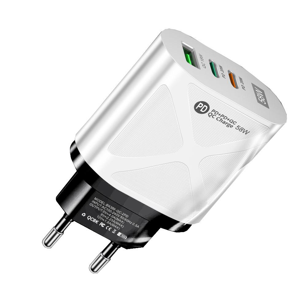 58W Dual Fast Charger with 2PD+QC3.0, EU/US/UK/AU Plugs