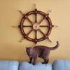 Handmade Wooden Steering Wheel 36 Inch  Nautical Ship Wheel Brass Anchor Wheel With Ship