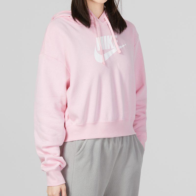 Nike Женская укороченная худи оверсайз с графическим принтом Club Fleece Розовый DQ5851-690