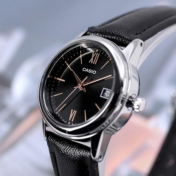 Casio Маленькие студенческие деловые часы из минерального стекла 002 кожаные, черные B3