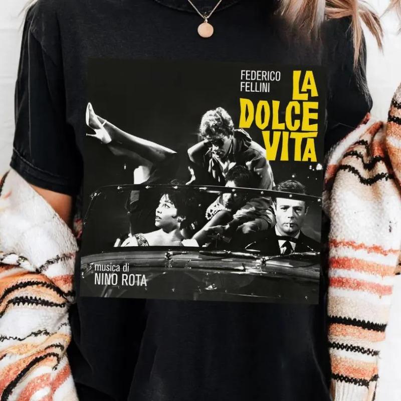 Retro Italian Movie Themed Tshirt for Women Summer New Style for Unisex and Women Casual and Fashionable Street Top for Couples