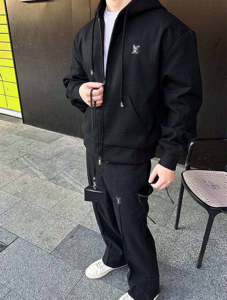 Мужская толстовка с капюшоном и логотипом Nan You Lv Jia из шерсти и хлопка: Тяжелая зимняя повседневная толстовка с длинным рукавом