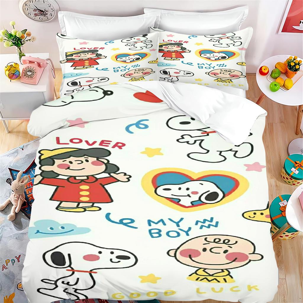 Пододеяльник Happy Dog Комплекты Постельное белье Домашний Аниме Одеяло Постельное белье Полуторный Двуспальный Кинг-сайз Дропшиппинг Подарок