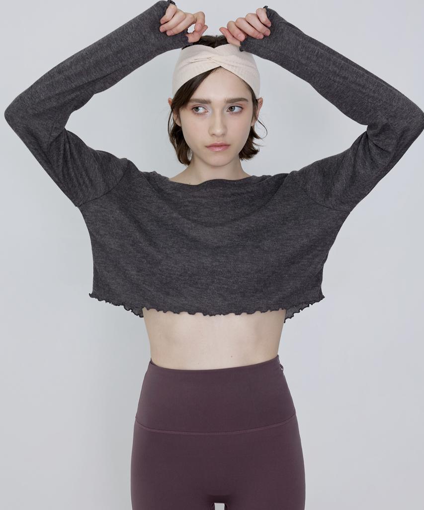 Debiweeo New Wave Holic Укороченная футболка с длинным рукавом Devi-T0047-Угольный