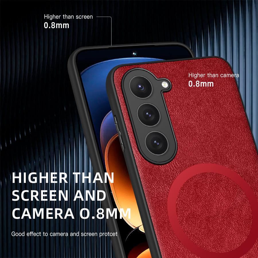 Для Samsung Galaxy S23 S23 Plus S23 Ultra S23 FE Чехол из ПУ кожи с магнитным кольцом, мягким краем, противоударный, против отпечатков пальцев
