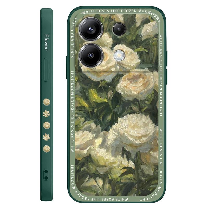 Элегантный белый чехол-накладка с розой для Xiaomi Poco F7 X7 X6 F6 M6 M5 M5S F5 X5 F4 X4 M4 F3 M3 X3 Pro 4G 5G GT Силиконовый чехол