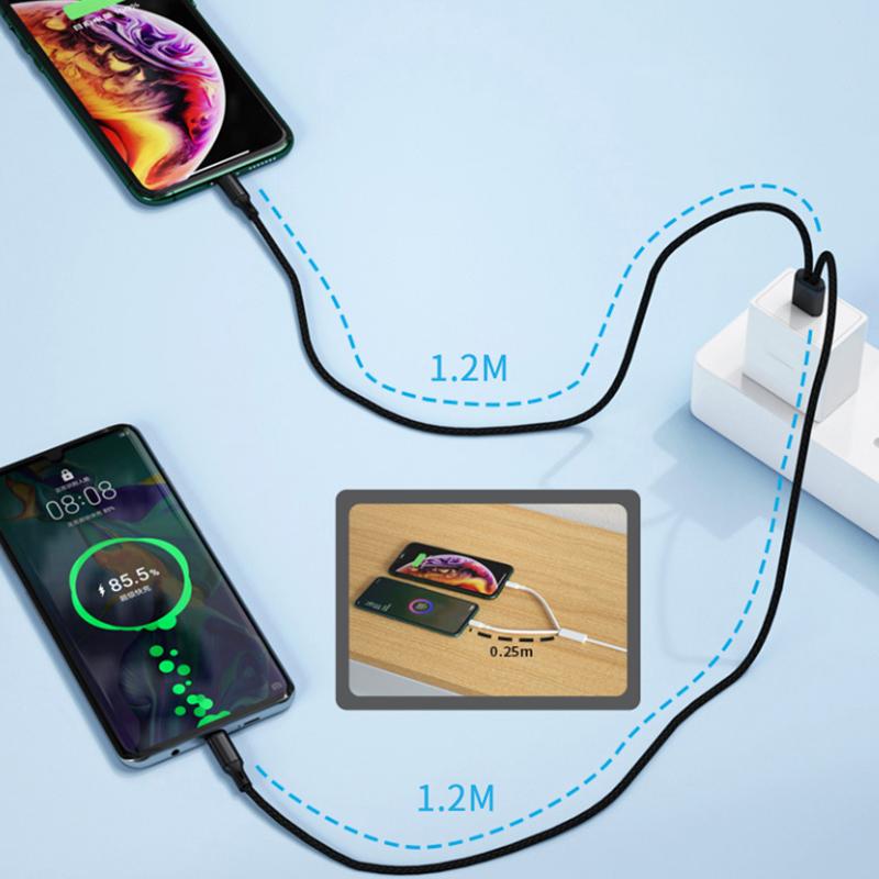 Быстрый зарядный кабель USB C 2-в-1, 5A, Y-разветвитель, Micro USB, дата-кабель для телефонов Android, планшетов, использования в автомобиле, в путешествиях