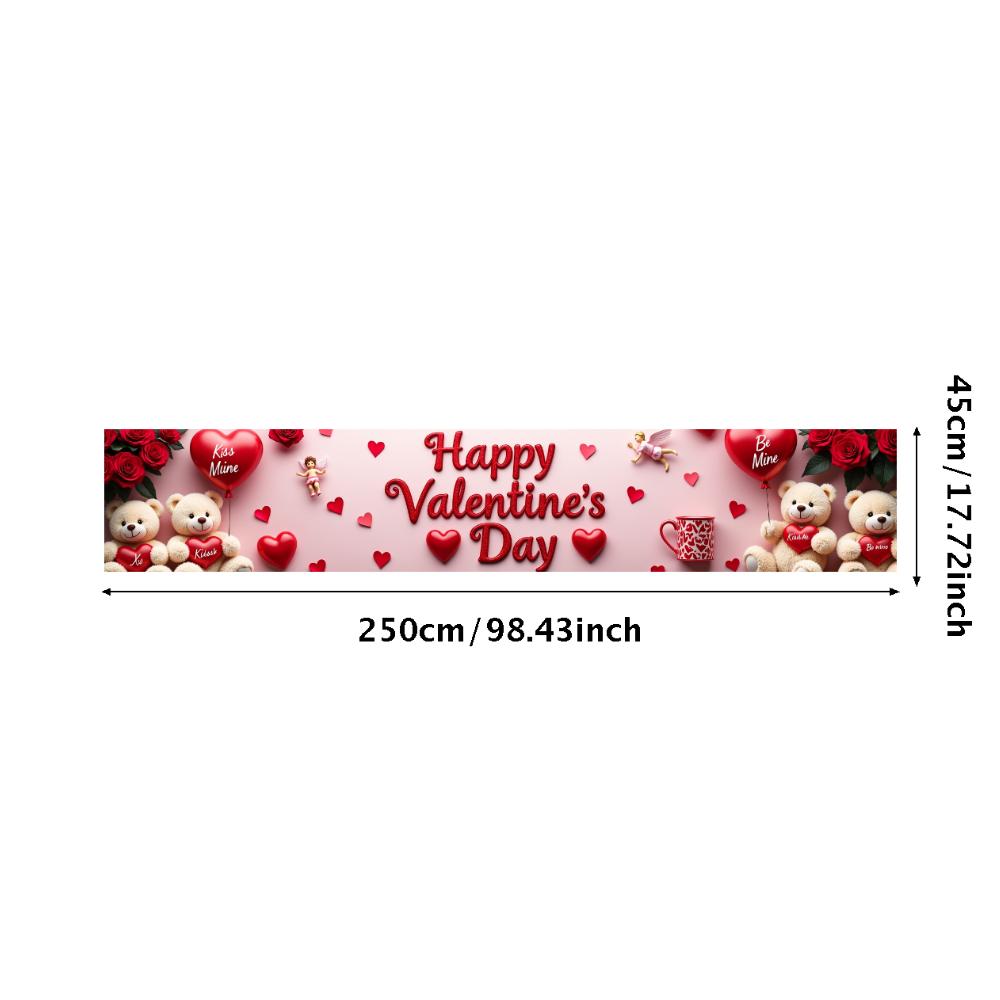 Valentine's Day Banner Backdrop Romantic Decorations Heart Background Red Love Celebration Photography Prop Party Supplies