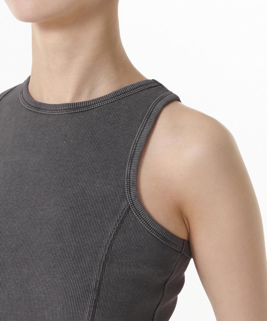 MUSINSA STANDARD WOMAN Women'S Ribbed Pigment Racer Back Tank Top [Dark Grey]