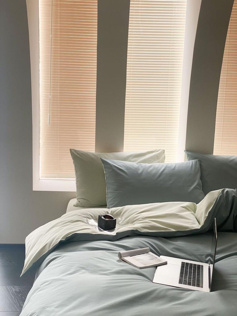 Сплошной цвет в скандинавском стиле, комплект из четырех предметов из чистого хлопка, простыня из хлопка, пододеяльник, простой комплект из трех предметов, пододеяльник