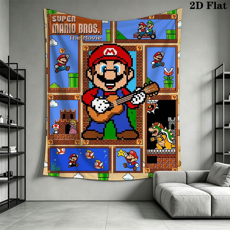 Jump Mario Star Wall Hanging Printed Fabric Blanket Decorative Tapestries for Bedroom Living Room Home Decor
