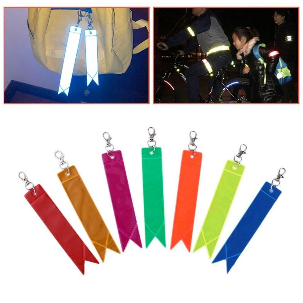 10Pcs Soft PVC Reflective Strips High Visibility Backpack Pendant Car Reflective Keychain Cycling