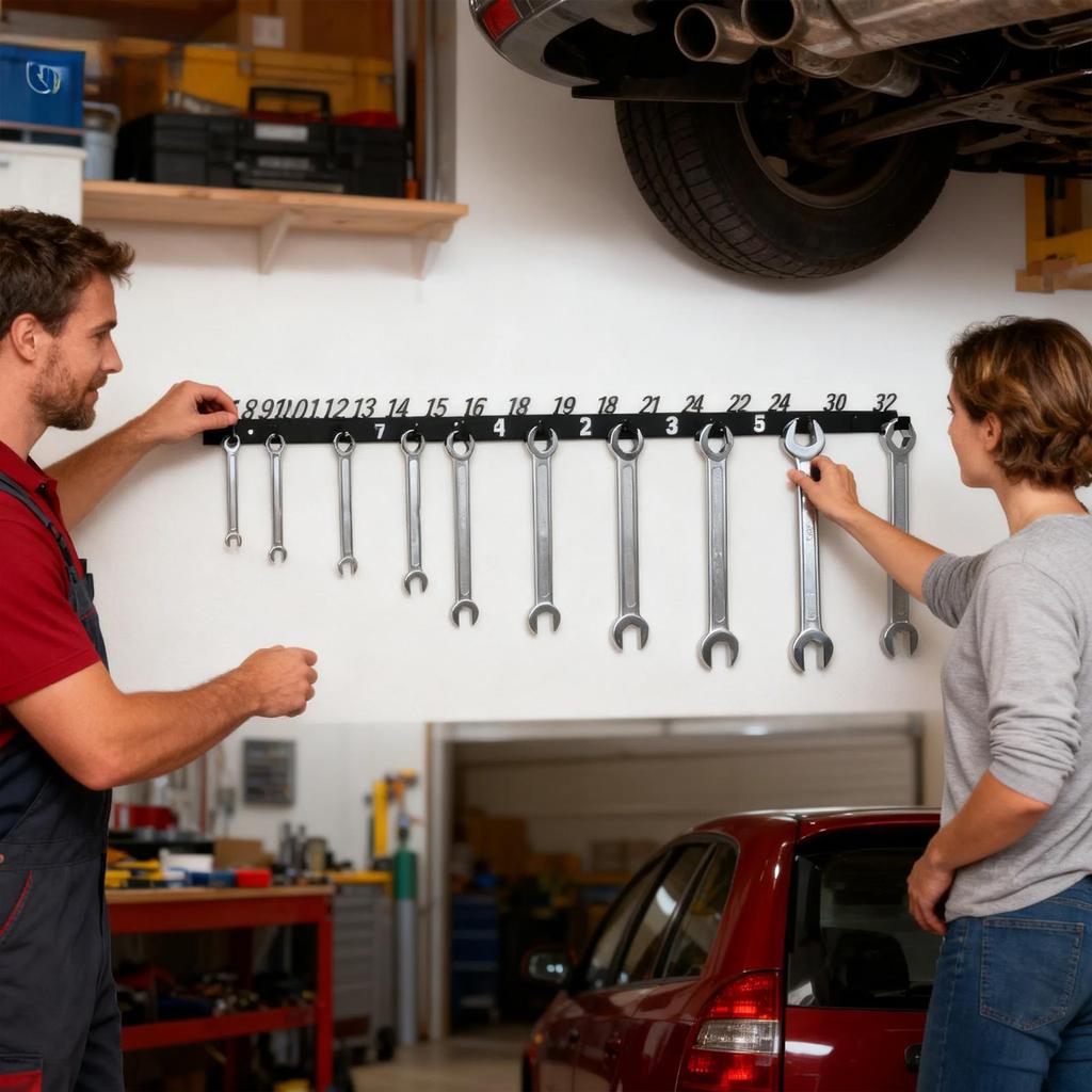 Металлический настенный органайзер для гаечных ключей, прочный держатель для механических торцевых головок и инструментов для гаража, сарая, рабочего фургона, садового магазина